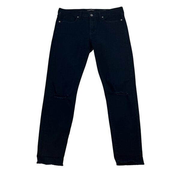 Banana Republic Womens Mid Rise Skinny Jeans Black Frayed Cuff Size 30 Waist - Picture 1 of 9